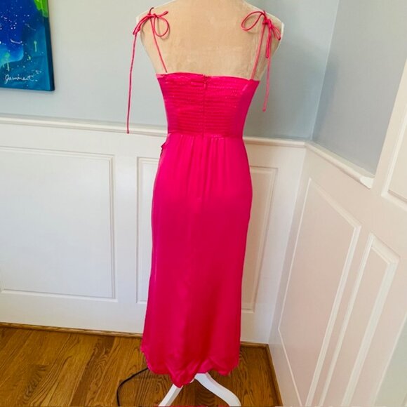 Reformation NWT Marguerite Silk Satin Midi Dress in Flambe NEW 2 - Picture 6 of 12